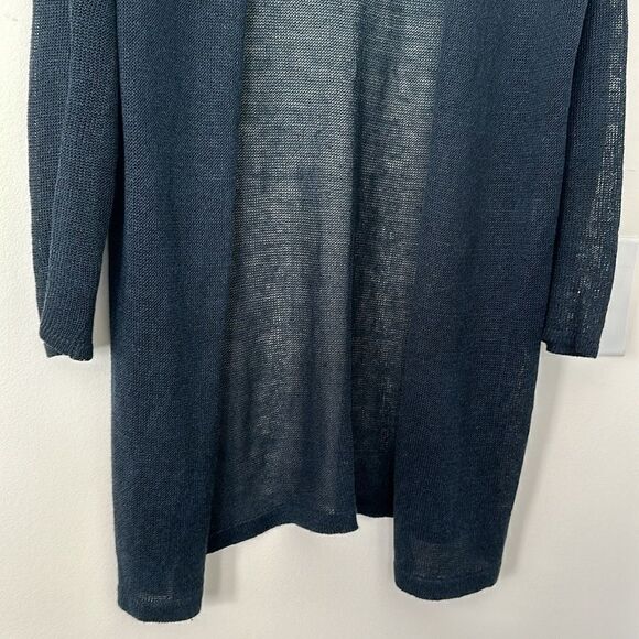 J. Jill Black Open Front Linen Blend Cardigan Sweater S - Picture 3 of 7